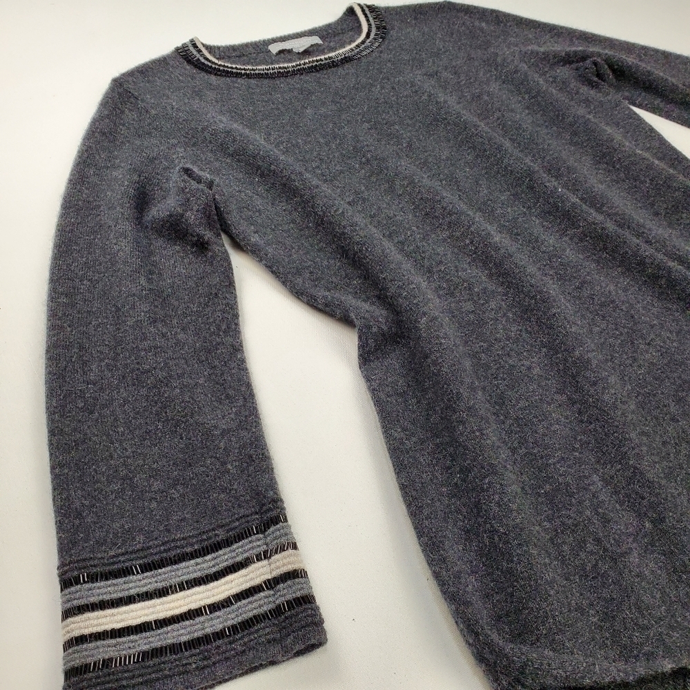 Neiman Marcus Cashmere Gray Beaded Cashmere Sweater Dress S - Picture 6 of 15